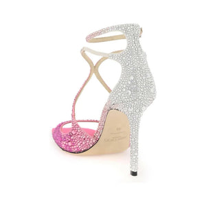 Candy Pink 'Azia 95' All-Over Crystal Sandals JIMMY CHOO JOHN JULIA.