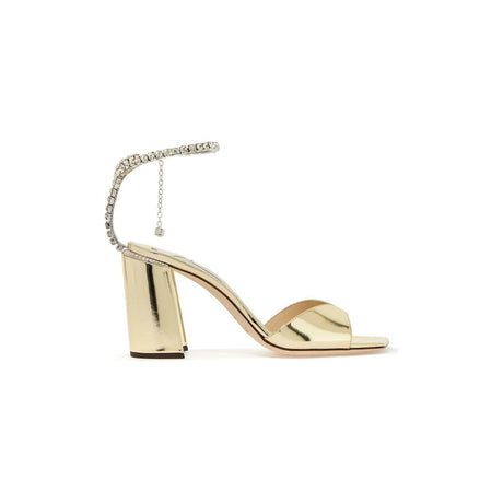 Metallic Leather Saeda 85 Block Heel Sandals.