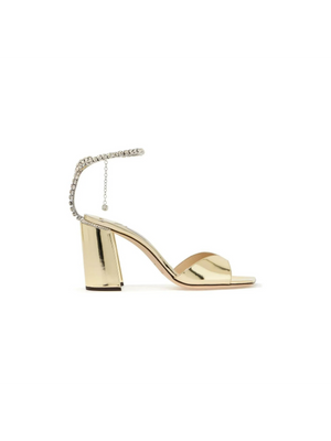 Metallic Leather Saeda 85 Block Heel Sandals.