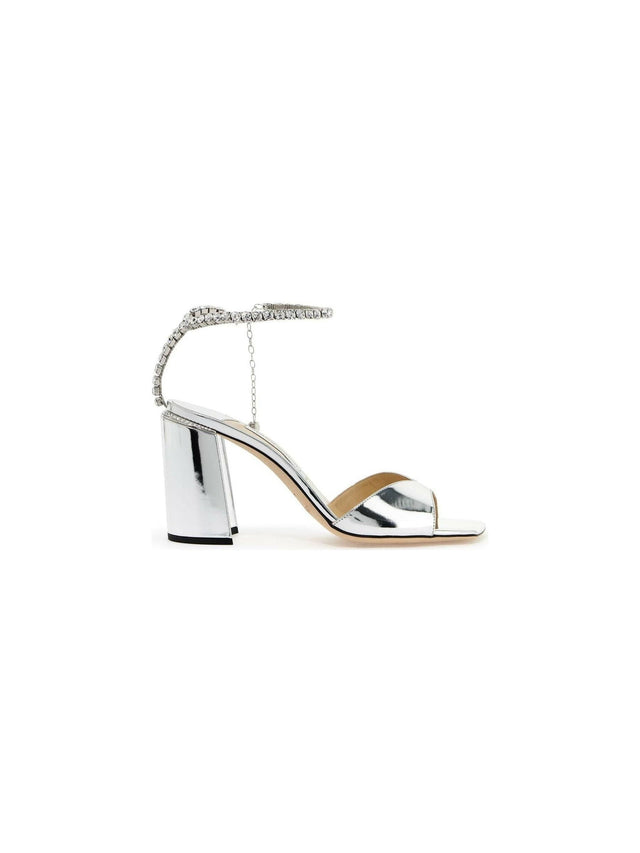 JIMMY CHOO-Metallic Leather Saeda 85 Sandals-JOHN JULIA