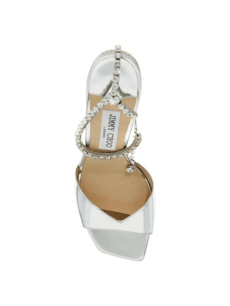 JIMMY CHOO-Metallic Leather Saeda 85 Sandals-JOHN JULIA