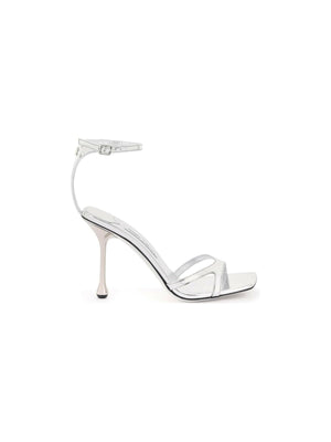 Metallic Silver 'Ixia 95' Patent Leather Sandals JIMMY CHOO JOHN JULIA.