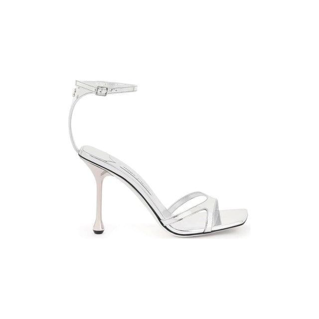 Metallic Silver 'Ixia 95' Patent Leather Sandals JIMMY CHOO JOHN JULIA.