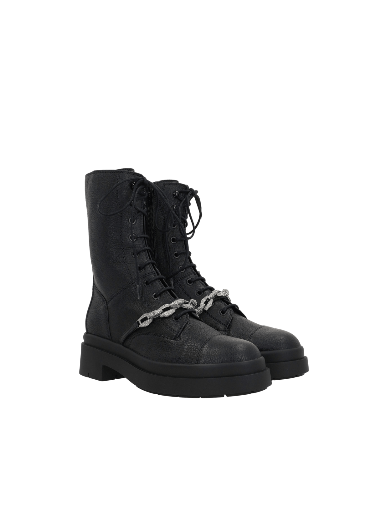 Nari Grainy Leather Combat Boots-JIMMY CHOO-JOHN JULIA