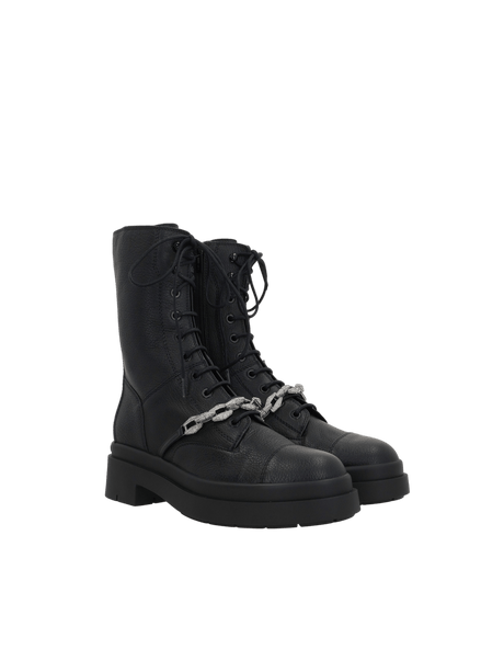 Nari Grainy Leather Combat Boots-JIMMY CHOO-JOHN JULIA