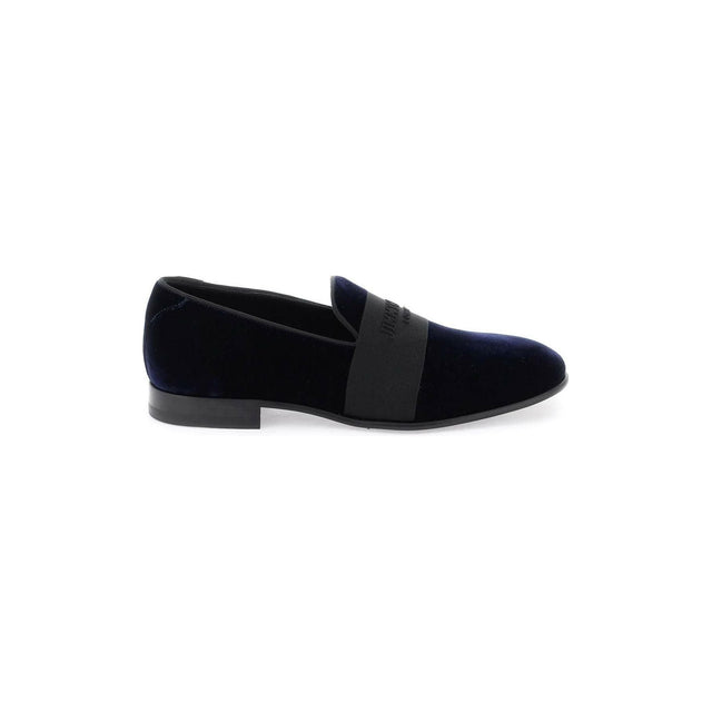 Navy and Black Velvet Thame Loafers JIMMY CHOO JOHN JULIA.