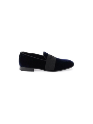 Navy and Black Velvet Thame Loafers JIMMY CHOO JOHN JULIA.