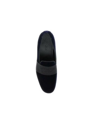 Navy and Black Velvet Thame Loafers JIMMY CHOO JOHN JULIA.