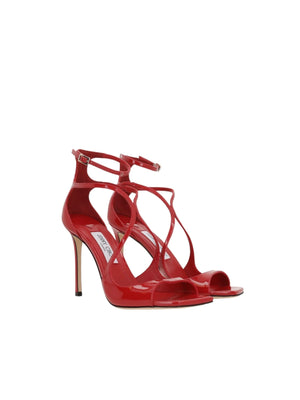 Red Patent Leather Azia Sandals-JIMMY CHOO-JOHN JULIA