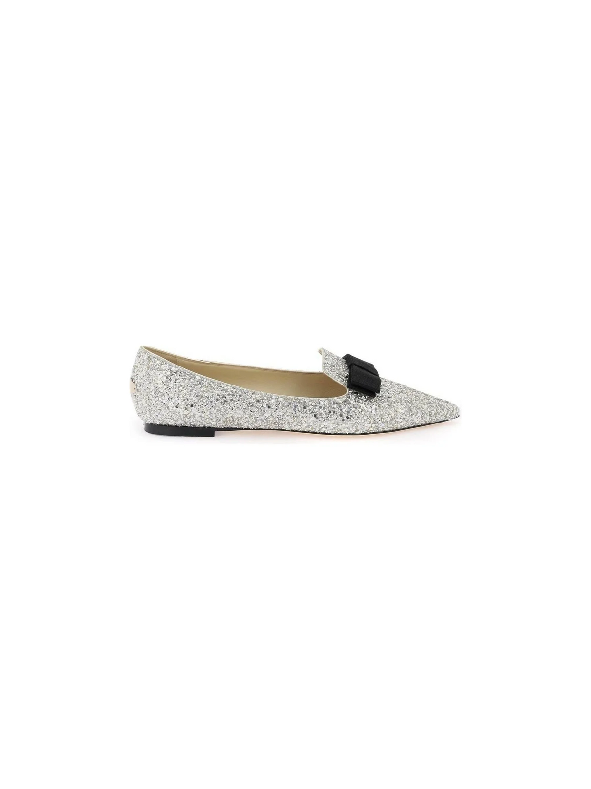 Silver Gala Bow-Embellished Ballet Flats JIMMY CHOO JOHN JULIA.