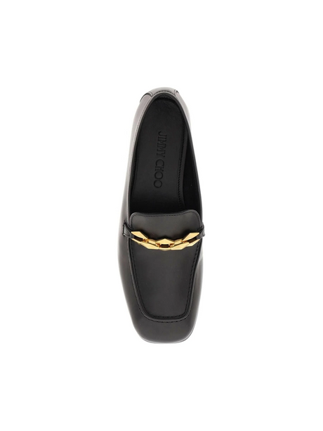 Black 'Tilda' Leather Loafers JIMMY CHOO JOHN JULIA.