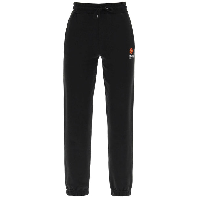 Black Boke Flower Embroidered Cotton Jogging Pants KENZO JOHN JULIA.