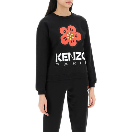 Black Bokè Flower Print Crew Neck Cotton Sweatshirt KENZO JOHN JULIA.