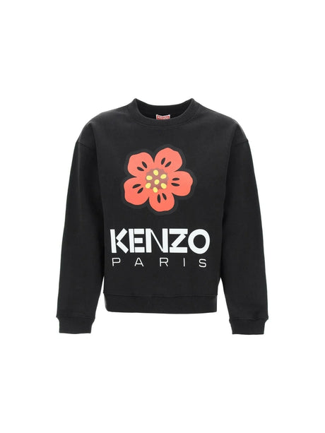 Black Bokè Flower Print Crew Neck Cotton Sweatshirt KENZO JOHN JULIA.