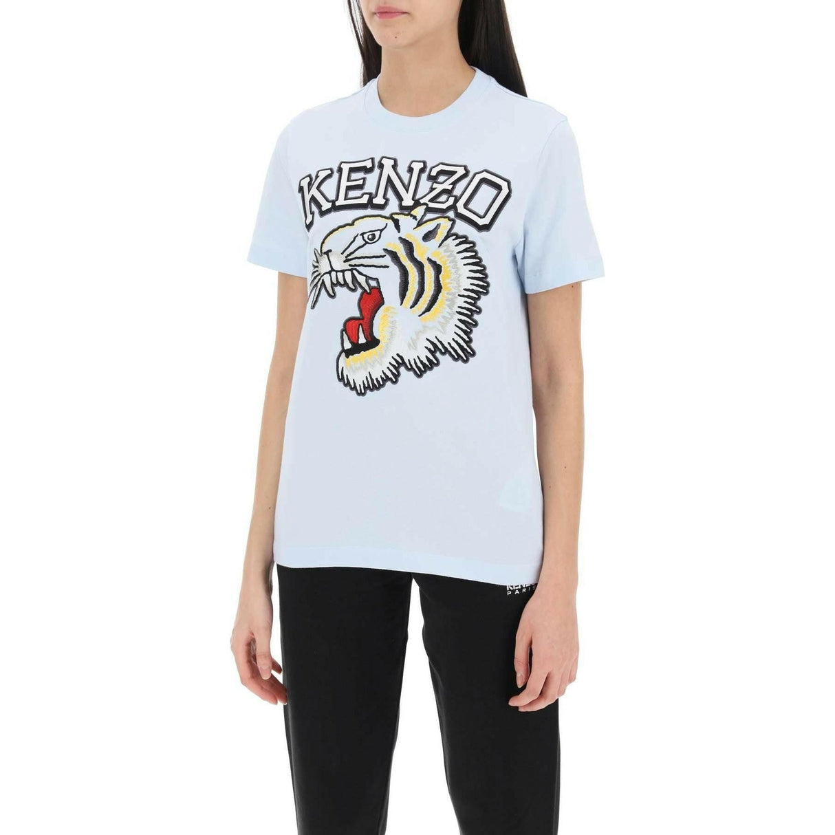 Blue Embroidered Tiger Varsity Cotton Crew Neck T-Shirt KENZO JOHN JULIA.