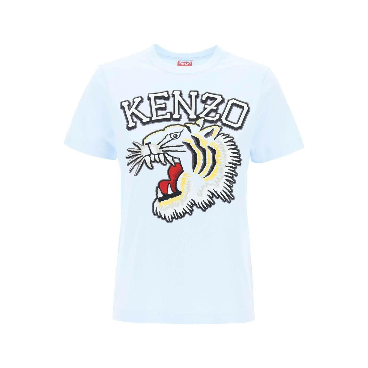 Blue Embroidered Tiger Varsity Cotton Crew Neck T-Shirt KENZO JOHN JULIA.