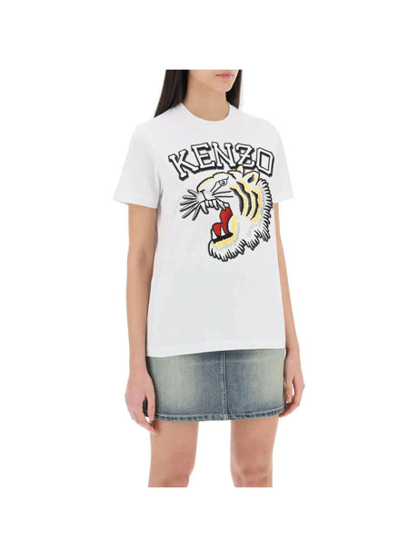 KENZO-Embroidered Tiger Varsity Cotton T-Shirt-JOHN JULIA