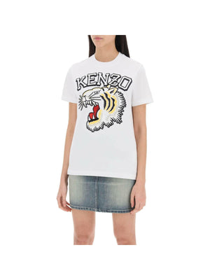 KENZO-Embroidered Tiger Varsity Cotton T-Shirt-JOHN JULIA