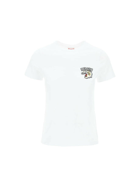 Embroidered Tiger Varsity Cotton T-Shirt.