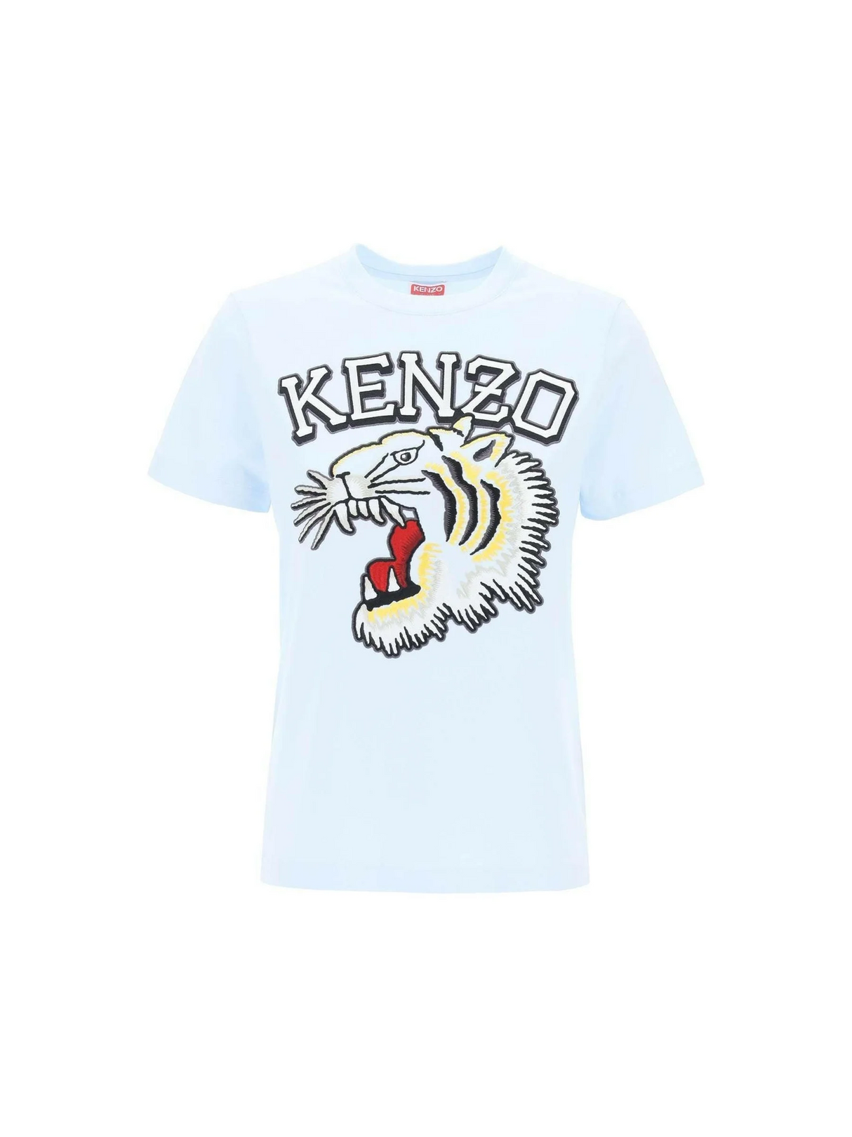 Blue Embroidered Tiger Varsity Cotton Crew Neck T-Shirt KENZO JOHN JULIA.