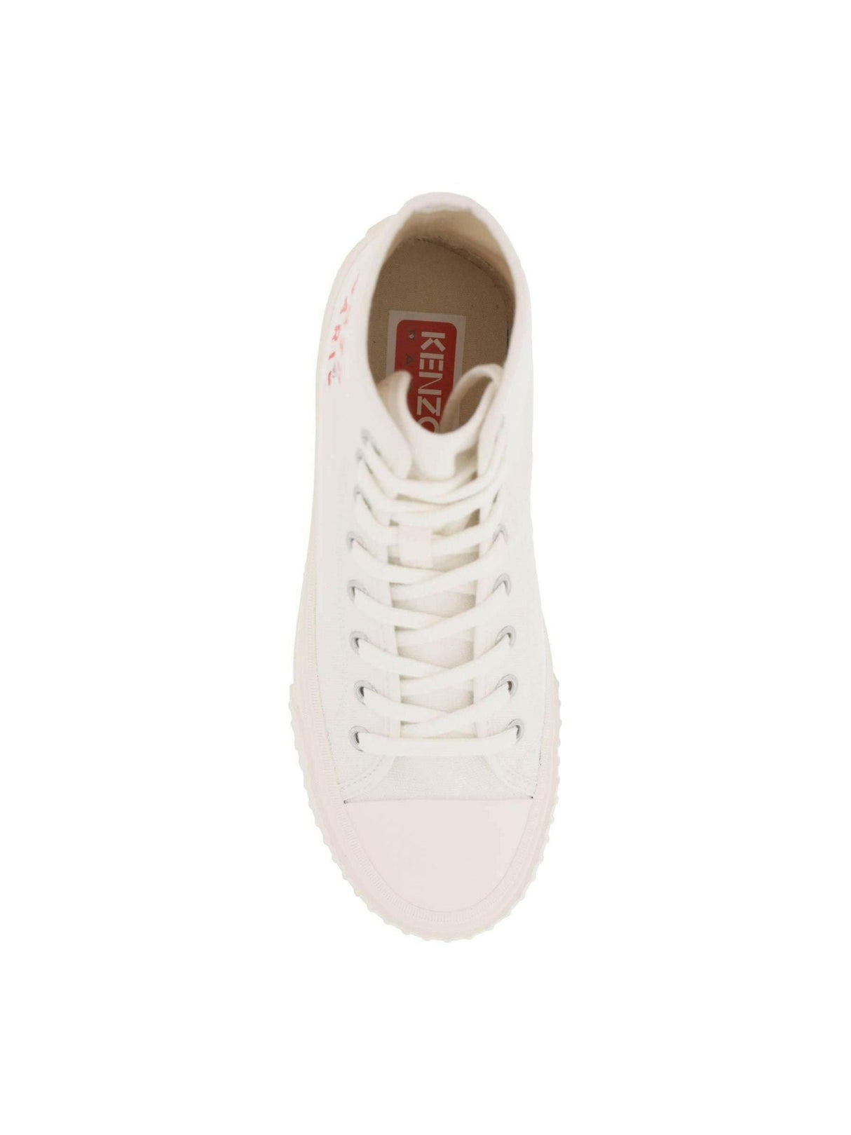 White Foxy Cotton Canvas High-Top Sneakers KENZO JOHN JULIA.