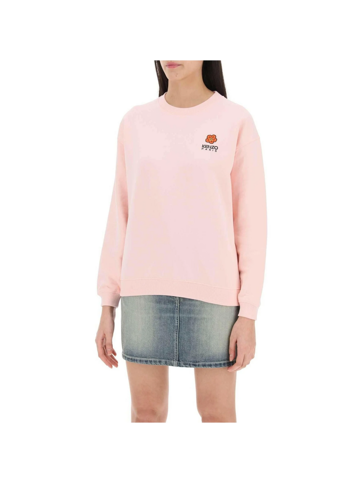 Pink Embroidered Boke Flower Cotton Crew Neck Sweatshirt KENZO JOHN JULIA.