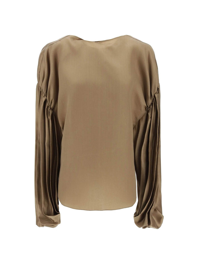 KHAITE-Quico Silk Gazar Puffed Sleeve Blouse-JOHN JULIA