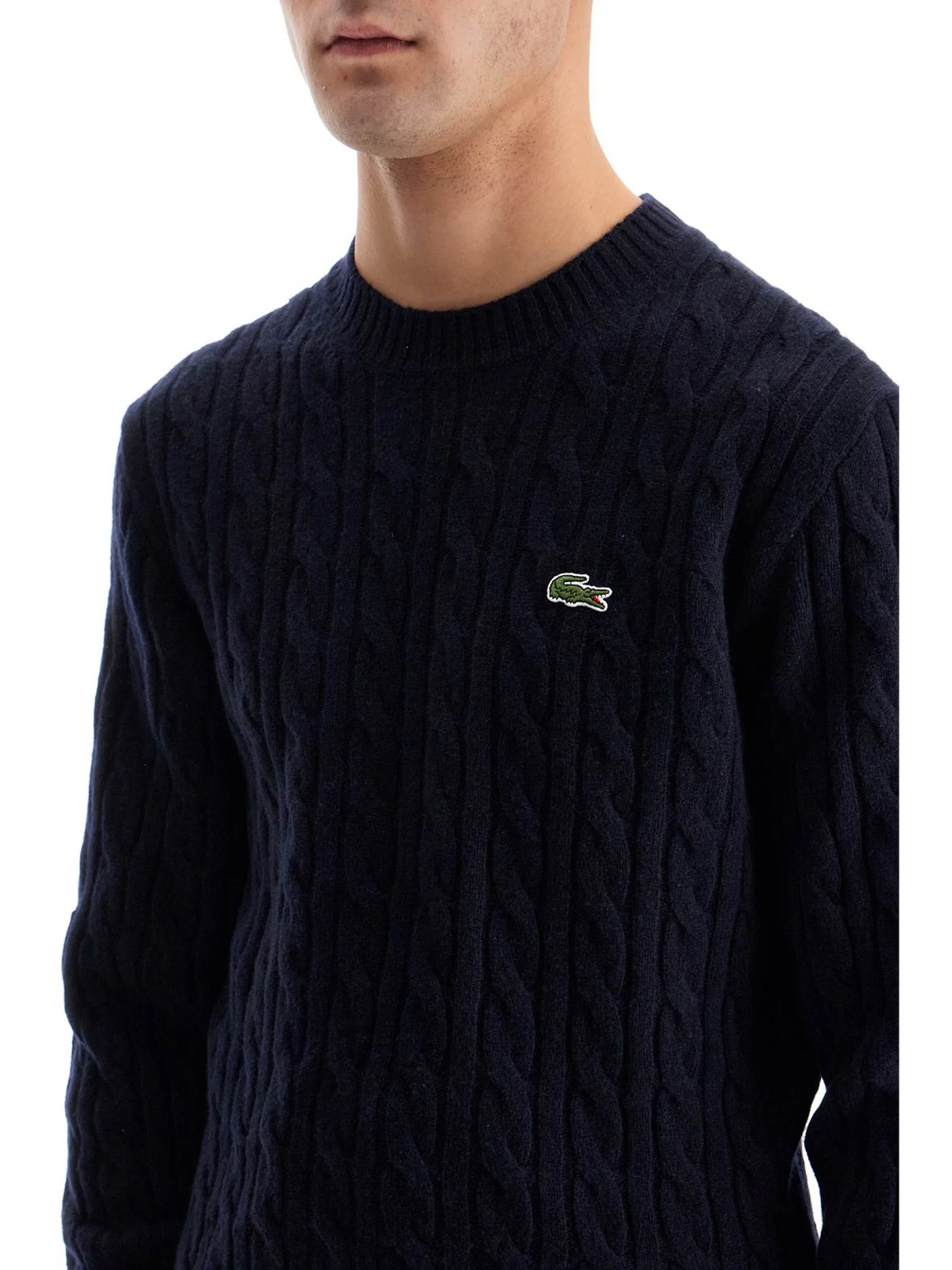 Classic Fit Cable Knit Wool Pullover