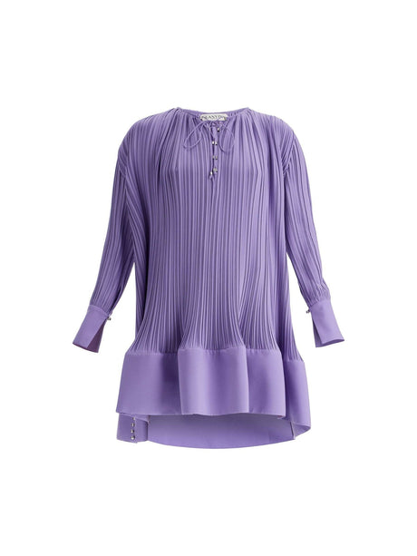 Pleated Crepe Ruffled Dress - 32 - Women > Clothing > Dresses > Mini