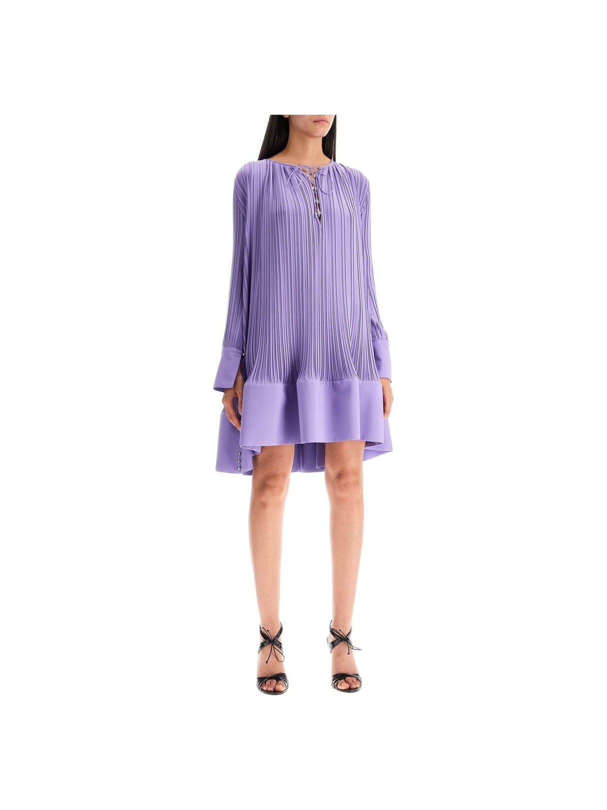 Pleated Crepe Ruffled Dress - Women > Clothing > Dresses > Mini