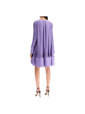 Pleated Crepe Ruffled Dress - Women > Clothing > Dresses > Mini