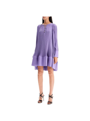 Pleated Crepe Ruffled Dress - Women > Clothing > Dresses > Mini