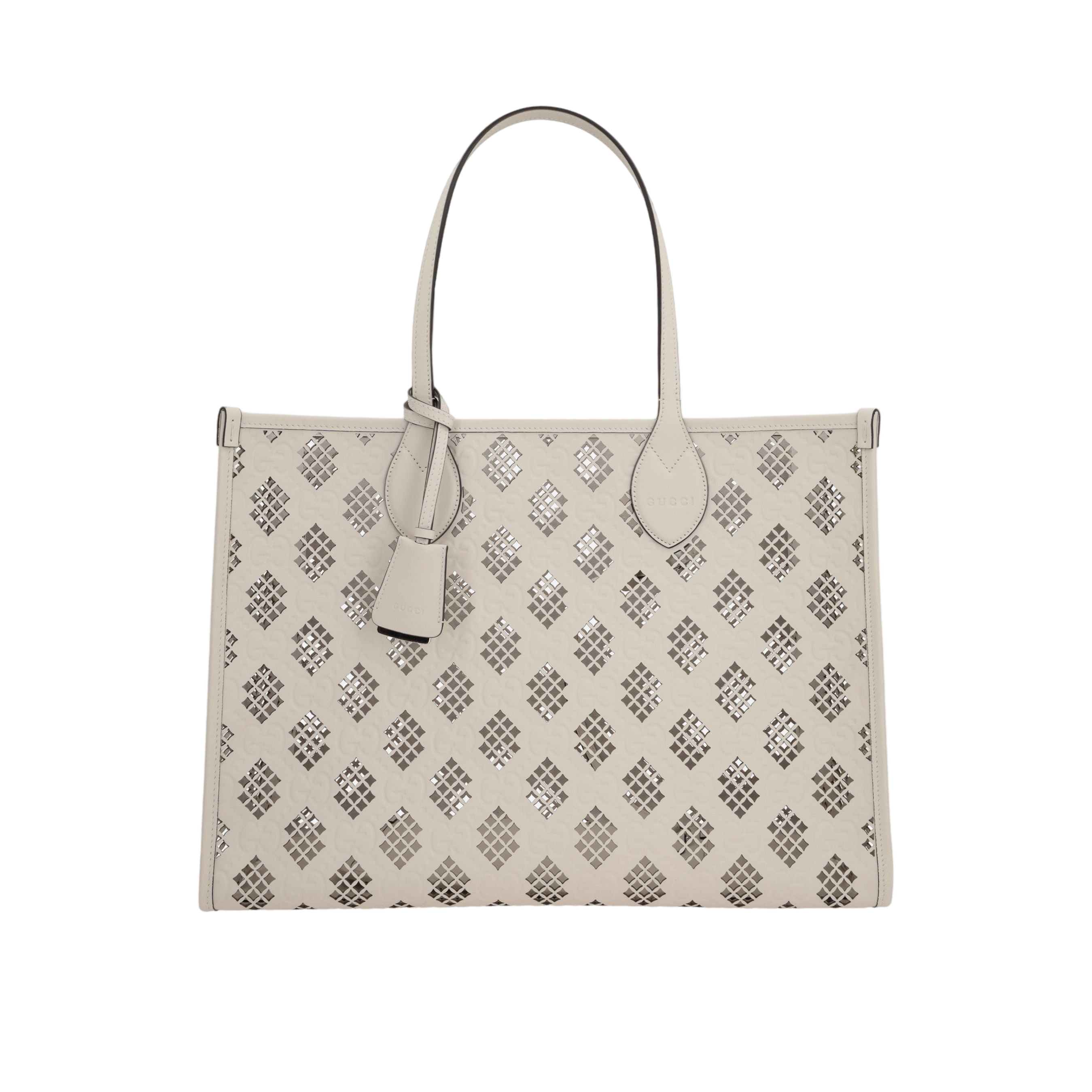 Laser-Cut GG Leather Tote Bag-GUCCI-JOHN JULIA