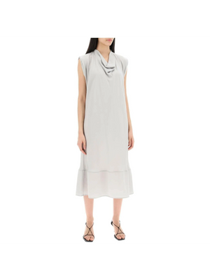 Bias Cut Cowl-Neck Dress-LEMAIRE-JOHN JULIA