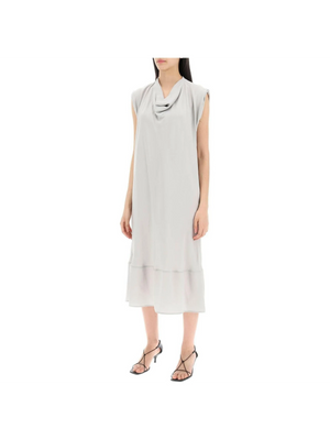 Bias Cut Cowl-Neck Dress-LEMAIRE-JOHN JULIA