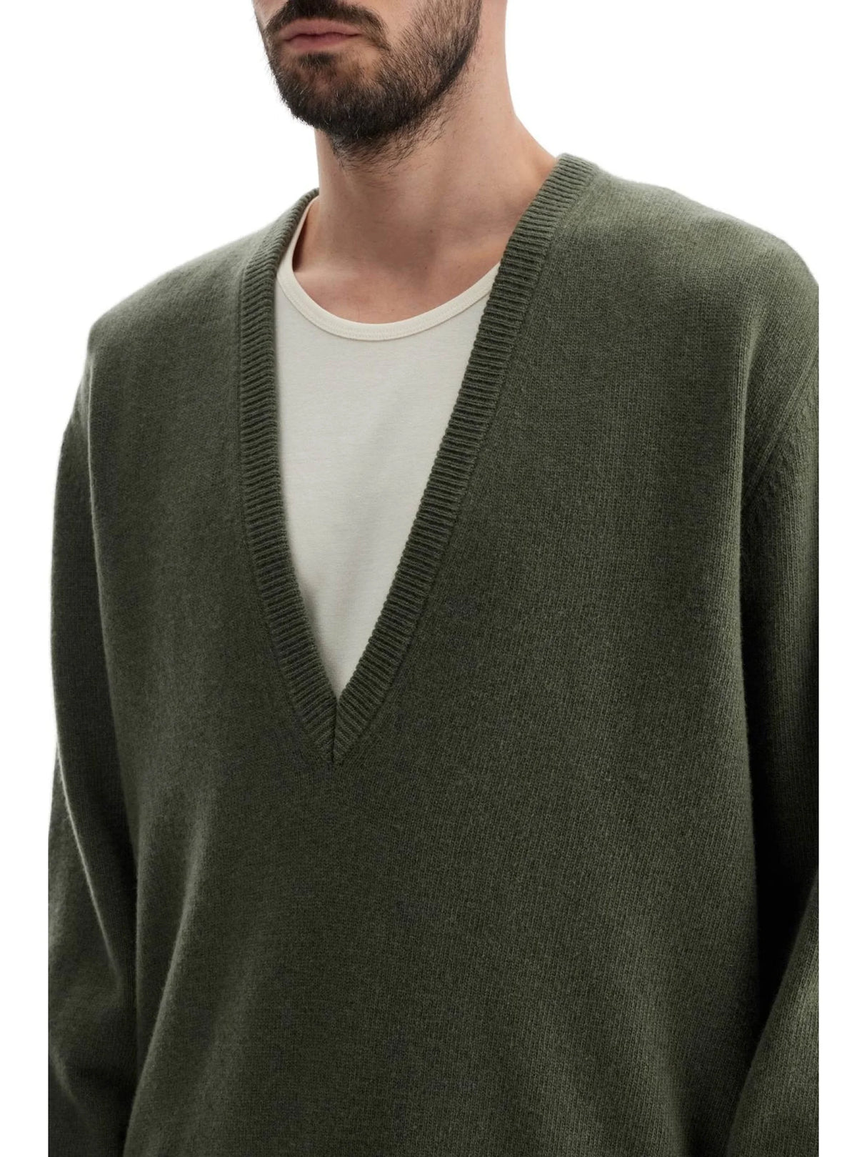 Deep V-neck Pullover Sweater