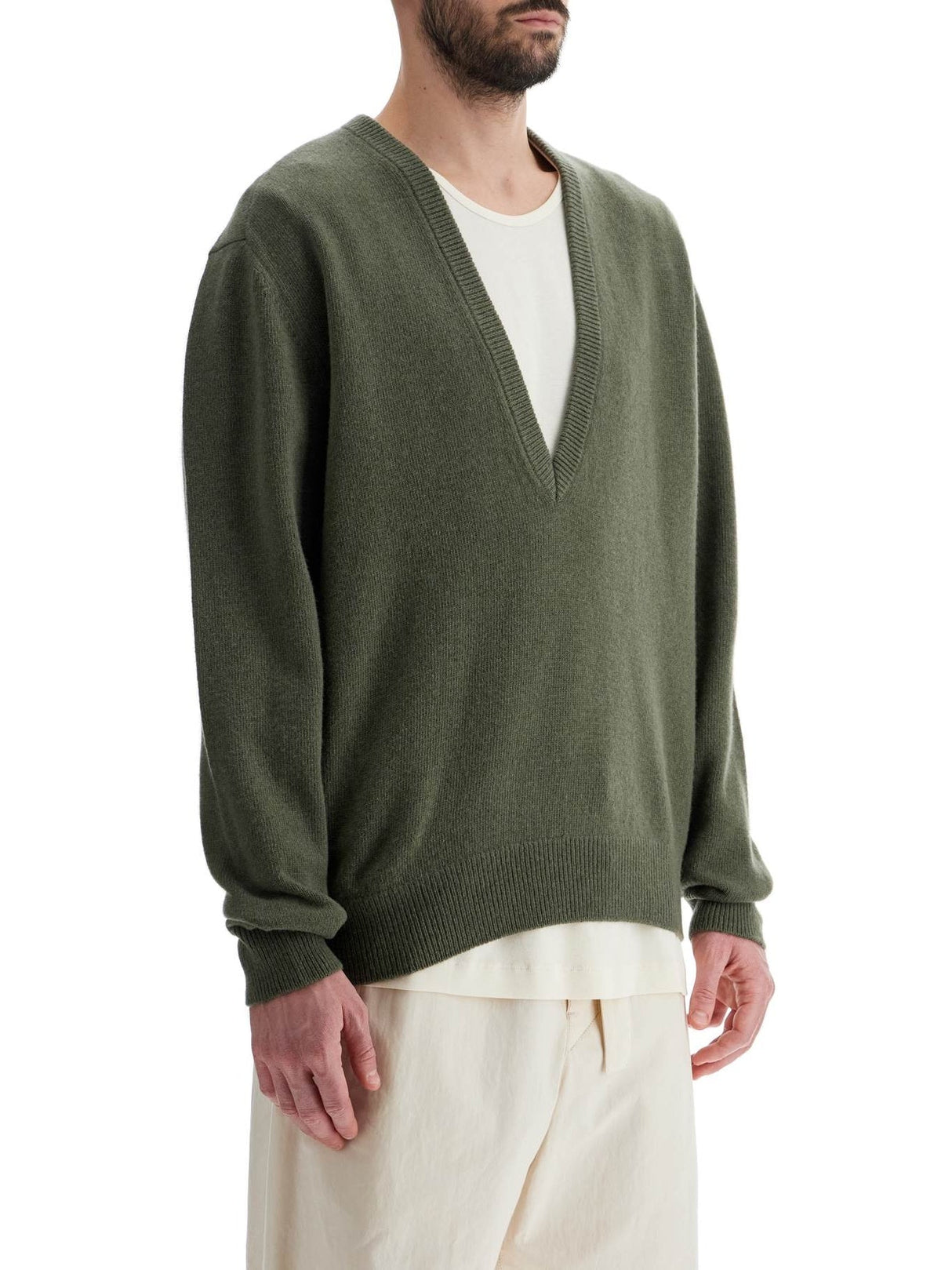 Deep V-neck Pullover Sweater