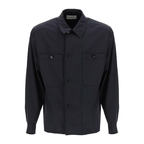 Jet Black Soft Military Light Wool Overshirt with Double Placket LEMAIRE JOHN JULIA.