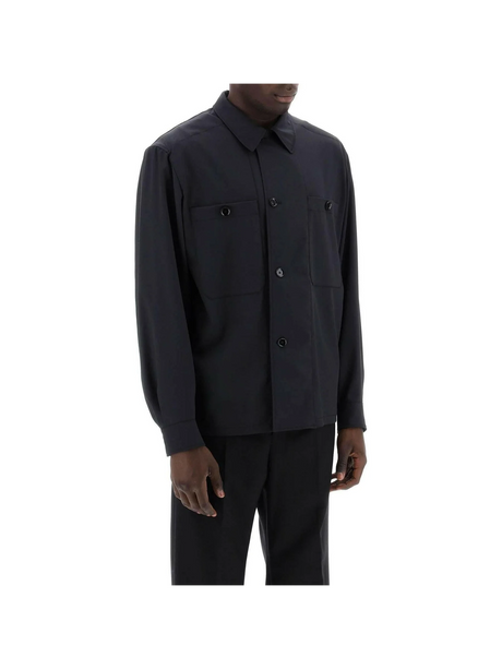 Jet Black Soft Military Light Wool Overshirt with Double Placket LEMAIRE JOHN JULIA.