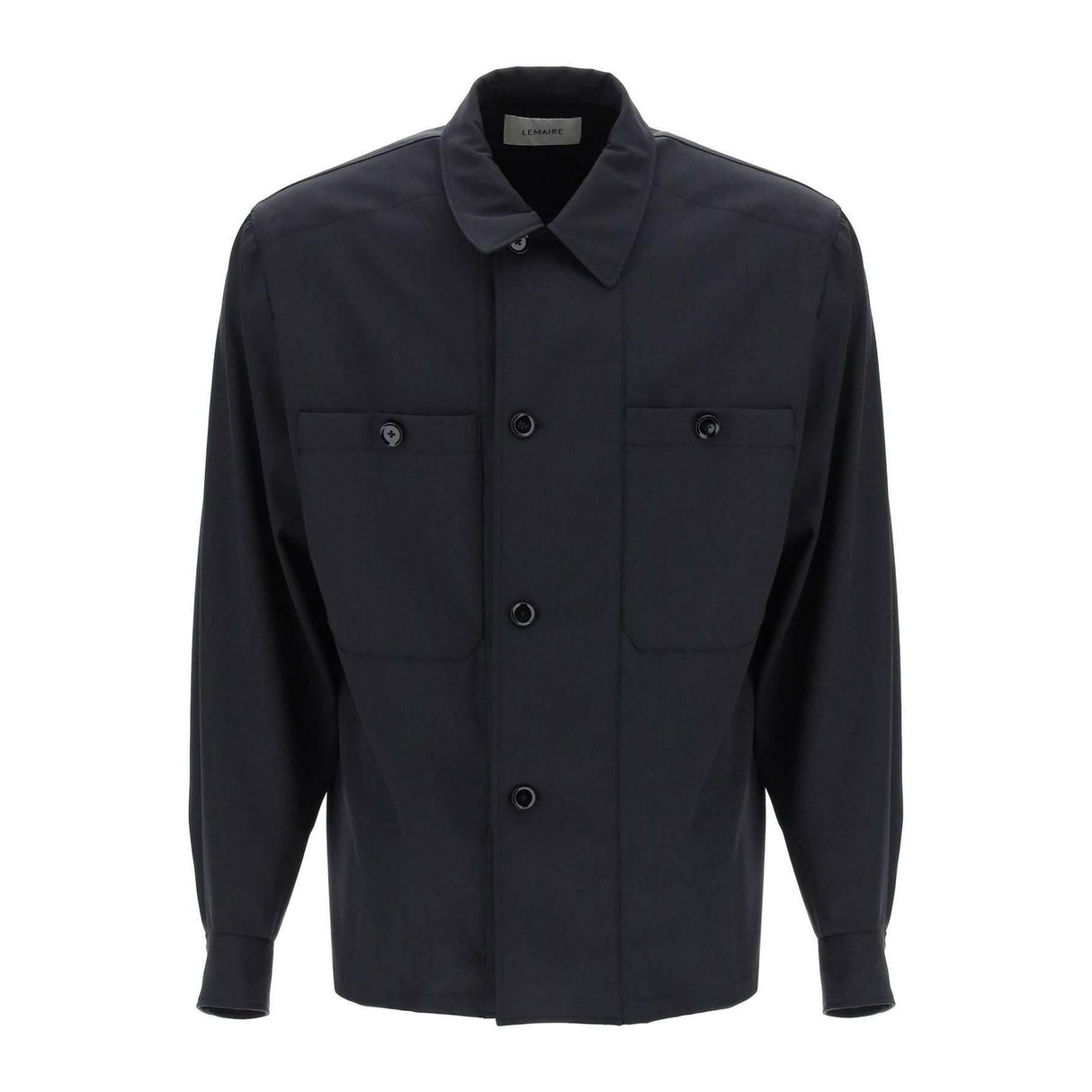 Jet Black Soft Military Light Wool Overshirt with Double Placket LEMAIRE JOHN JULIA.