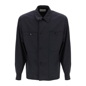 Jet Black Soft Military Light Wool Overshirt with Double Placket LEMAIRE JOHN JULIA.