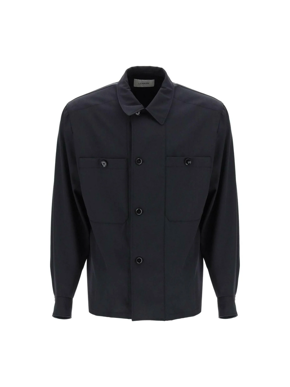 Jet Black Soft Military Light Wool Overshirt with Double Placket LEMAIRE JOHN JULIA.