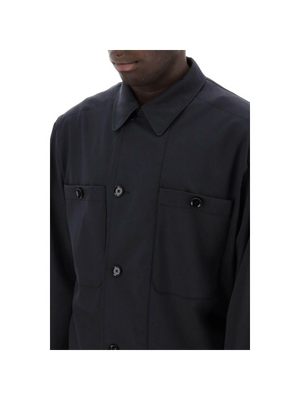 Jet Black Soft Military Light Wool Overshirt with Double Placket LEMAIRE JOHN JULIA.