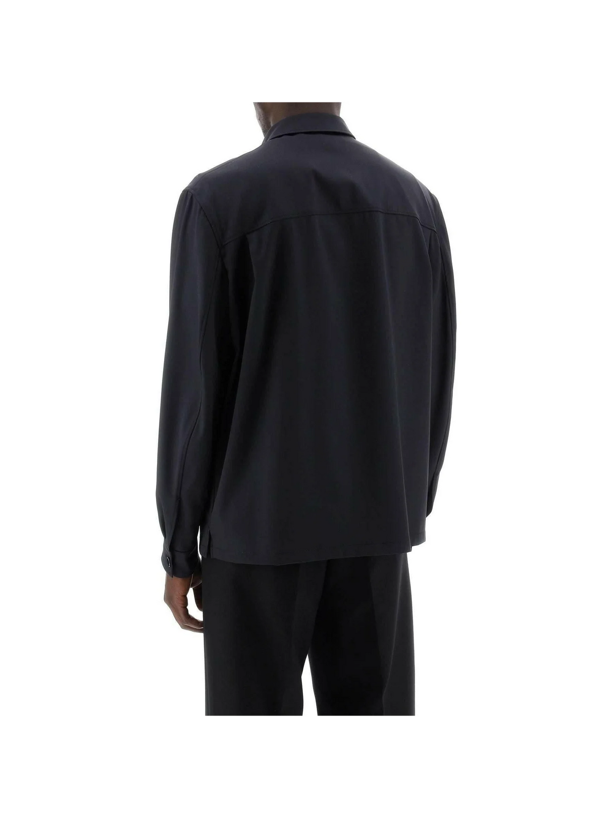 Jet Black Soft Military Light Wool Overshirt with Double Placket LEMAIRE JOHN JULIA.