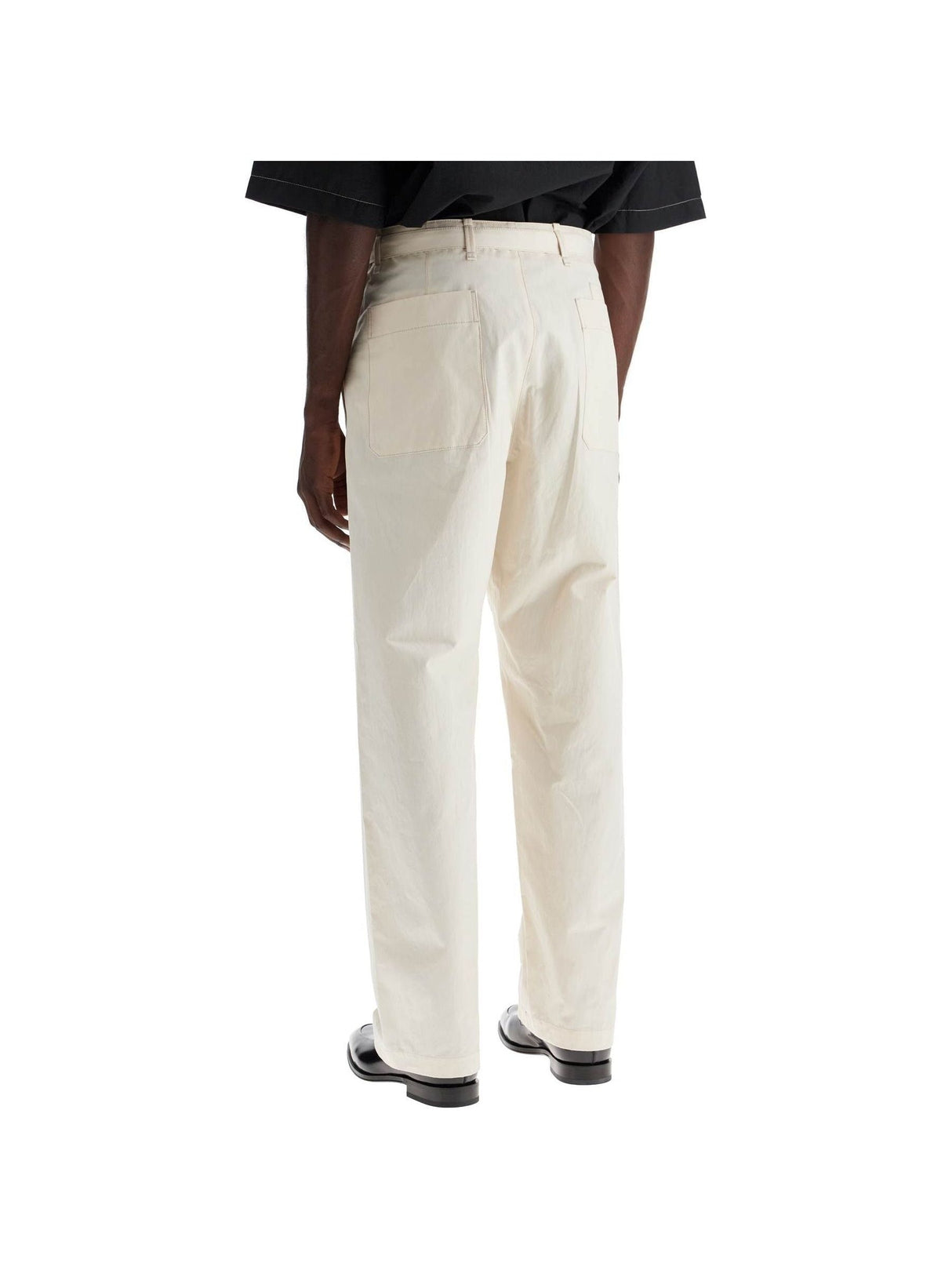 Pure Cotton Straight-Cut Pants Removable Belt - Men > Clothing > Trousers > Trousers