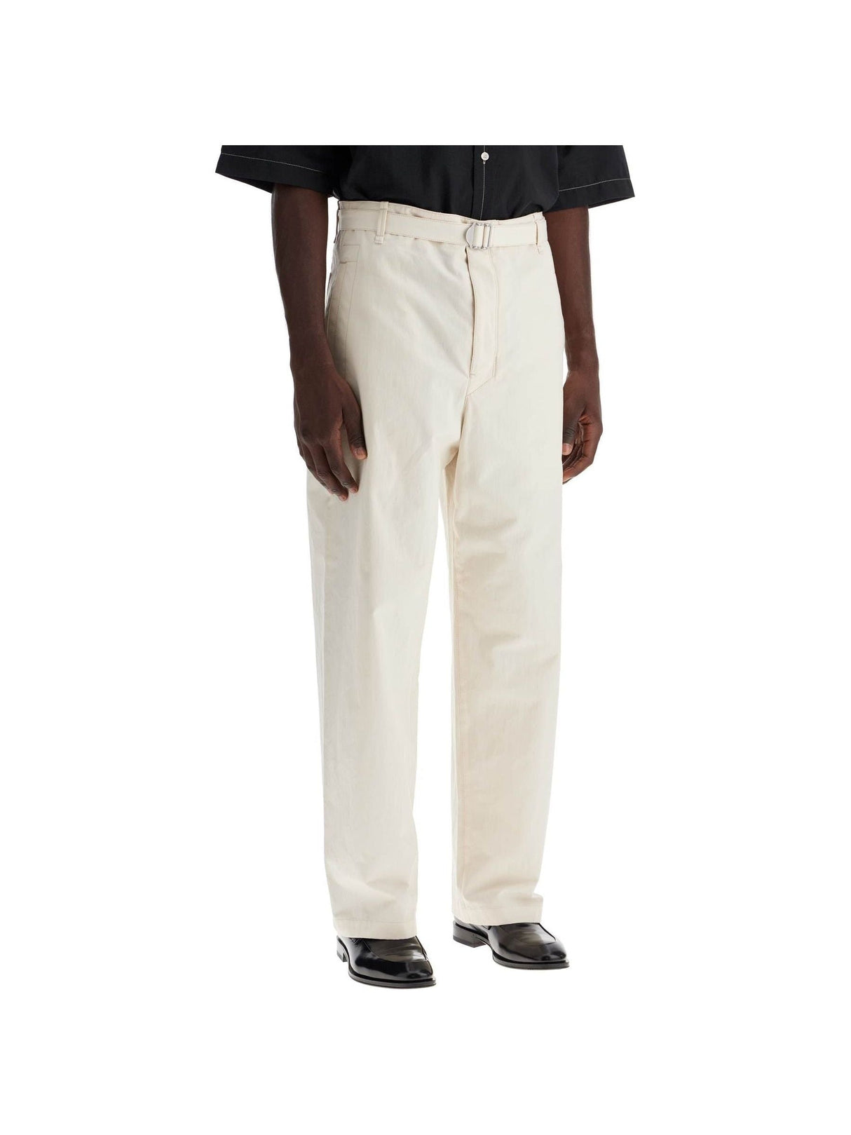 Pure Cotton Straight-Cut Pants Removable Belt