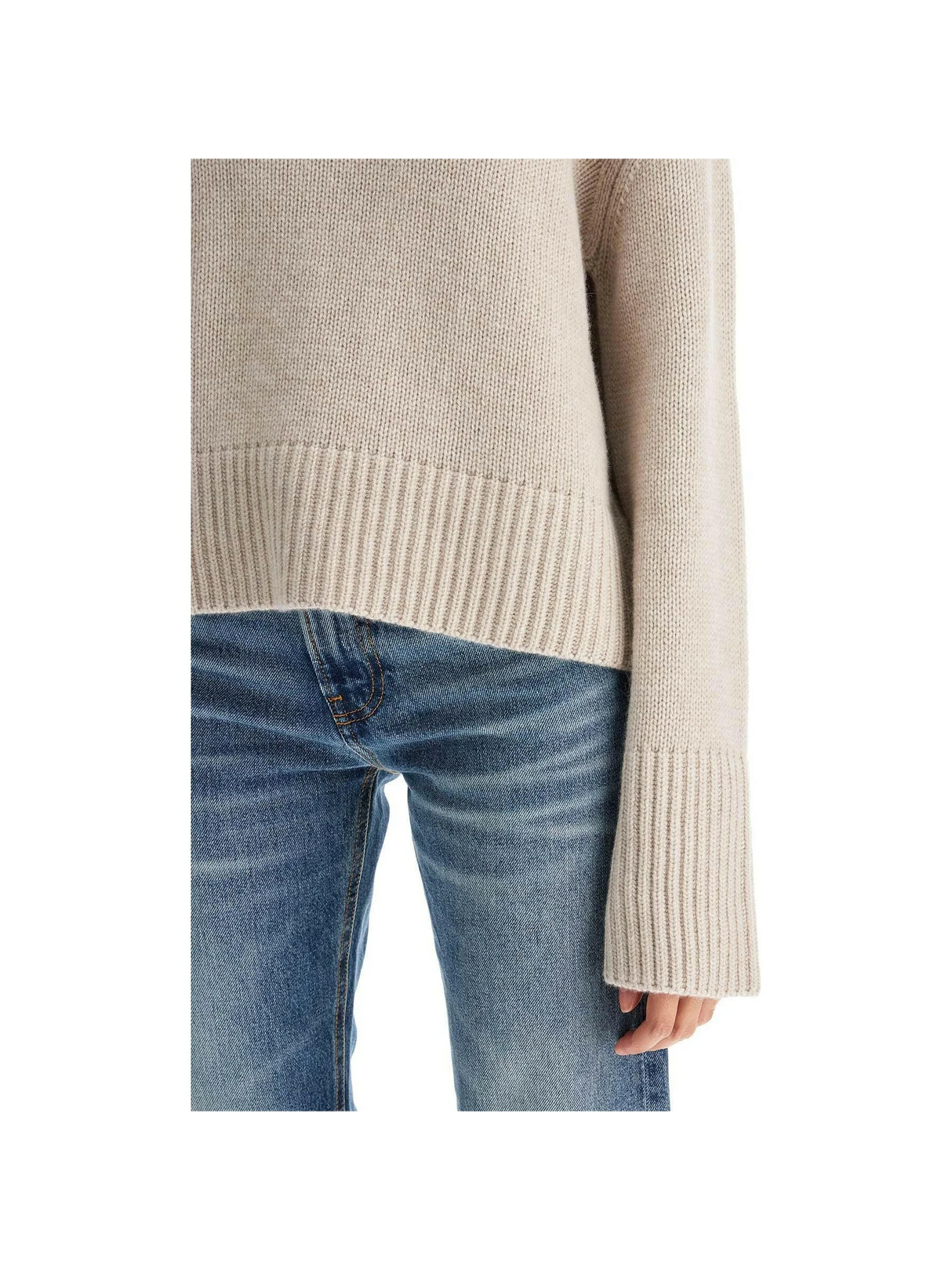 'Fleur' High Neck Cashmere Sweater.