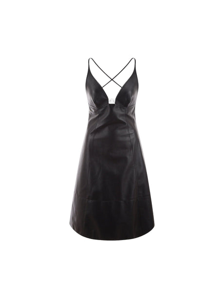 LOEWE-Anagram Leather Sleeveless Dress-JOHN JULIA