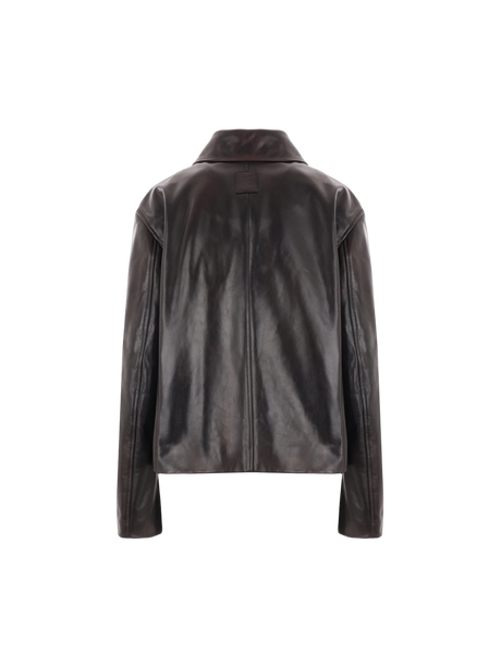 LOEWE-Anagram Patch Leather Jacket-JOHN JULIA