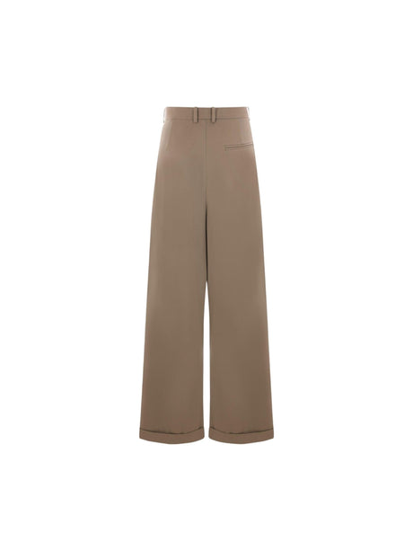 Cotton and Silk Wide-leg Trousers-LOEWE-JOHN JULIA